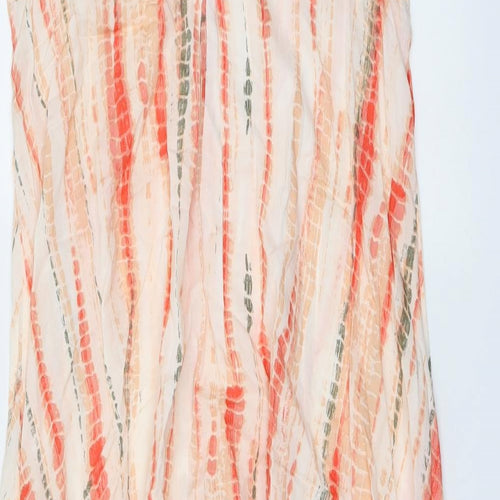 NEXT Womens Pink Geometric Viscose Slip Dress Size 14 V-Neck Pullover