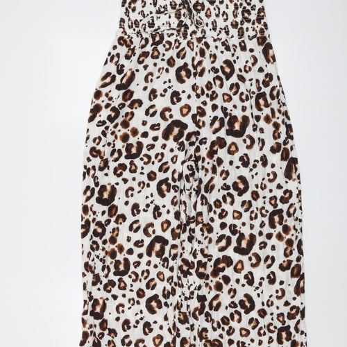 NEXT Womens Multicoloured Animal Print Viscose Jumpsuit One-Piece Size 14 Pullover - Leopard Print