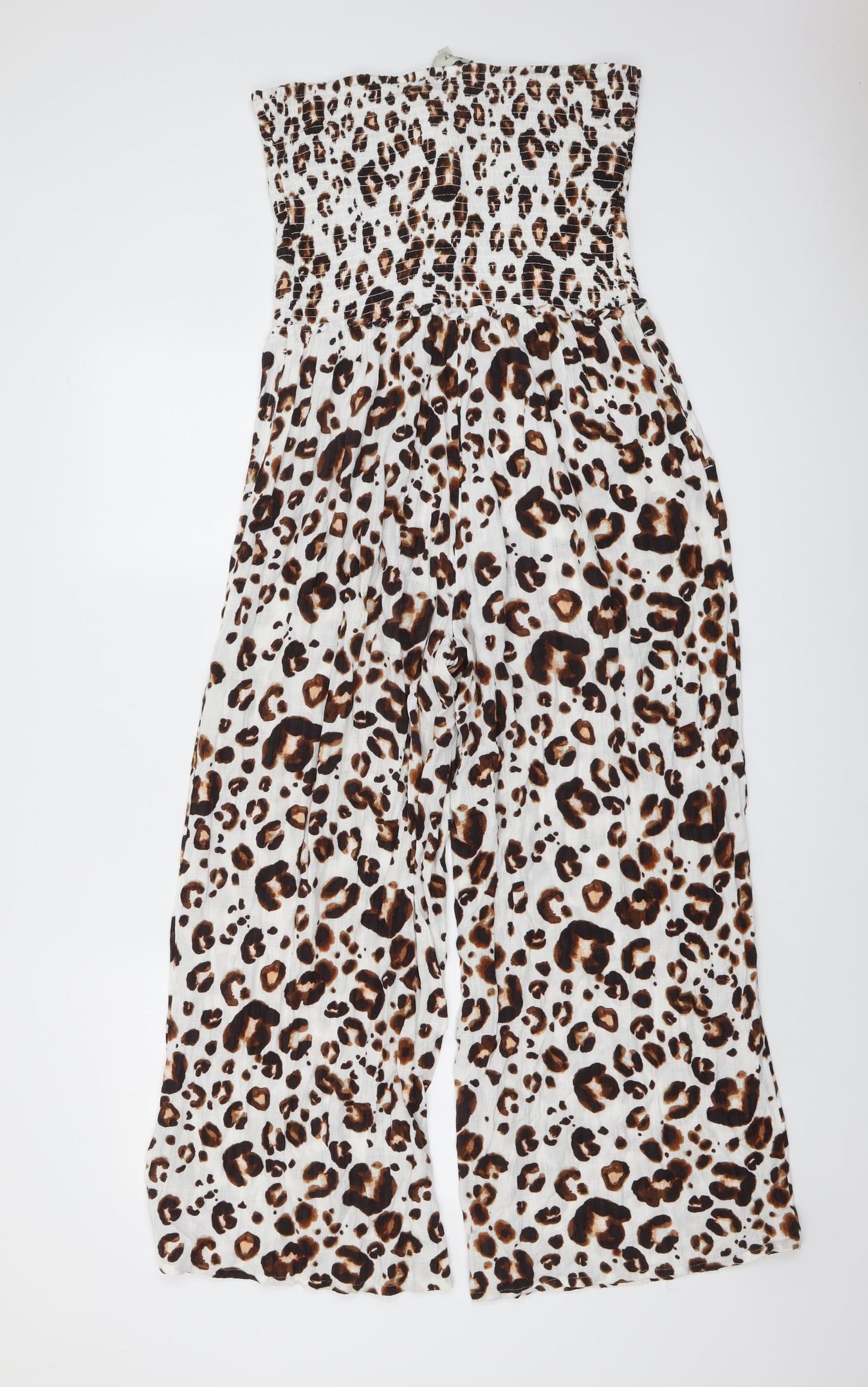 NEXT Womens Multicoloured Animal Print Viscose Jumpsuit One-Piece Size 14 Pullover - Leopard Print