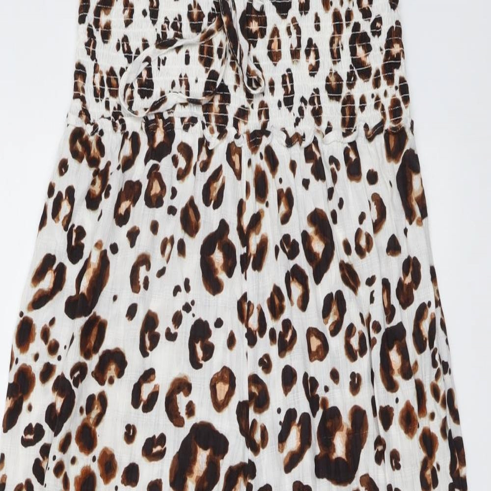 NEXT Womens Multicoloured Animal Print Viscose Jumpsuit One-Piece Size 14 Pullover - Leopard Print