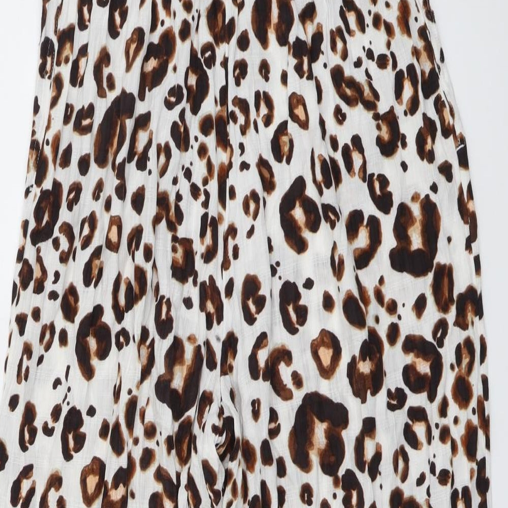 NEXT Womens Multicoloured Animal Print Viscose Jumpsuit One-Piece Size 14 Pullover - Leopard Print