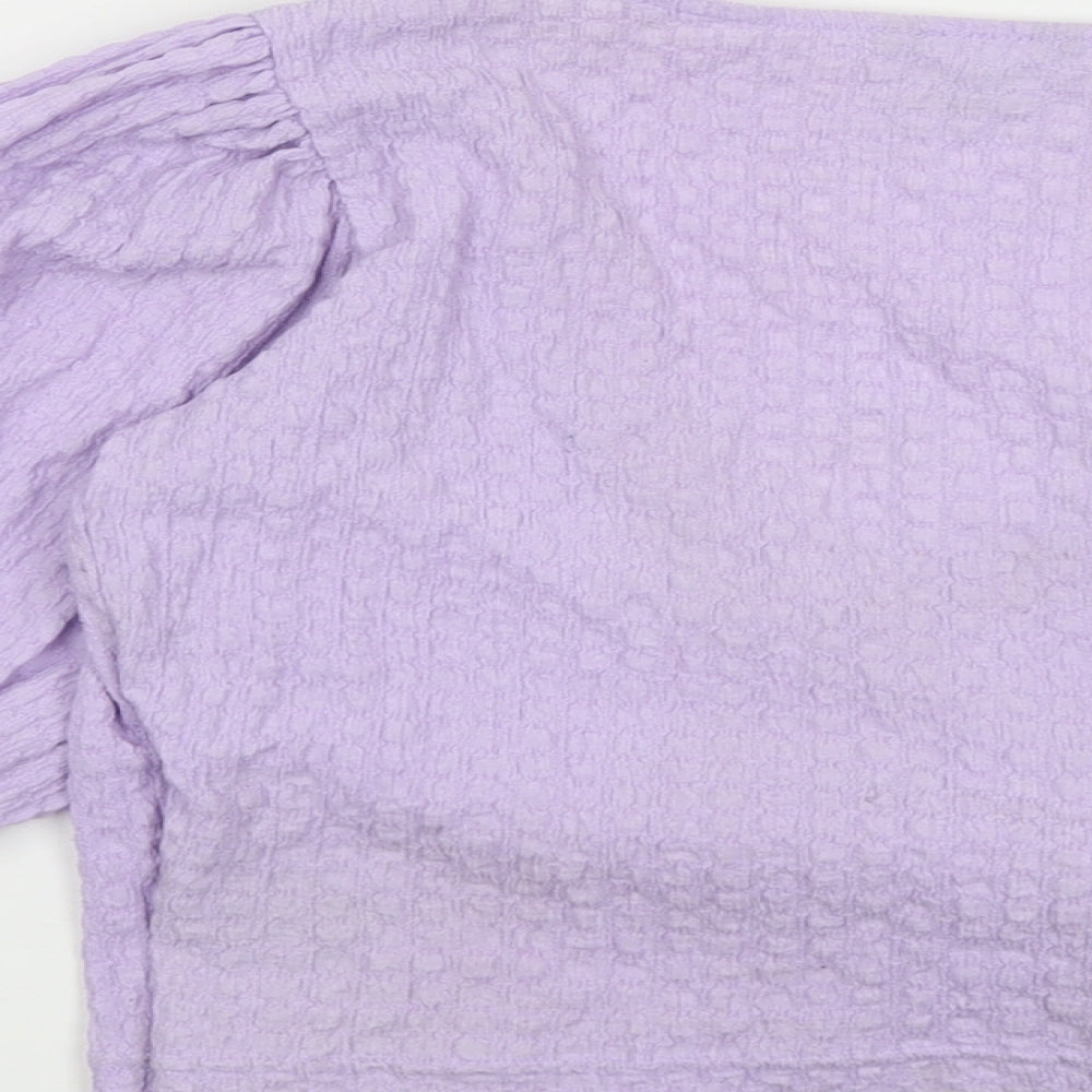 Monki Womens Purple Polyester Wrap T-Shirt Size S V-Neck
