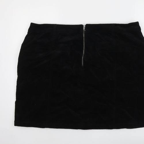 M&Co Womens Black Cotton A-Line Skirt Size 22 Zip