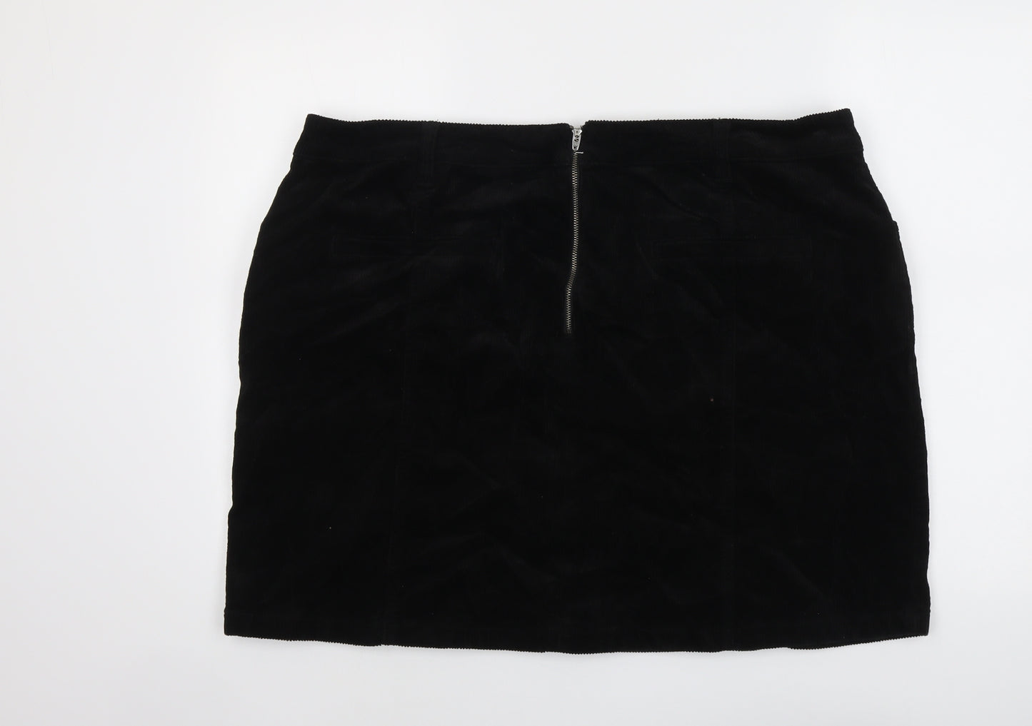 M&Co Womens Black Cotton A-Line Skirt Size 22 Zip