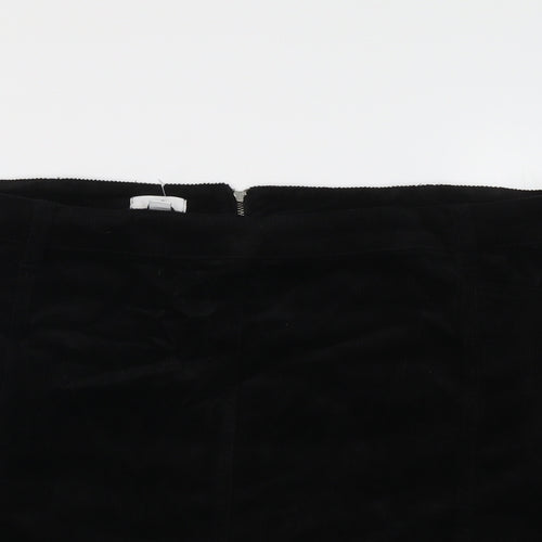 M&Co Womens Black Cotton A-Line Skirt Size 22 Zip