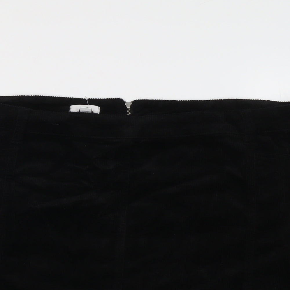 M&Co Womens Black Cotton A-Line Skirt Size 22 Zip