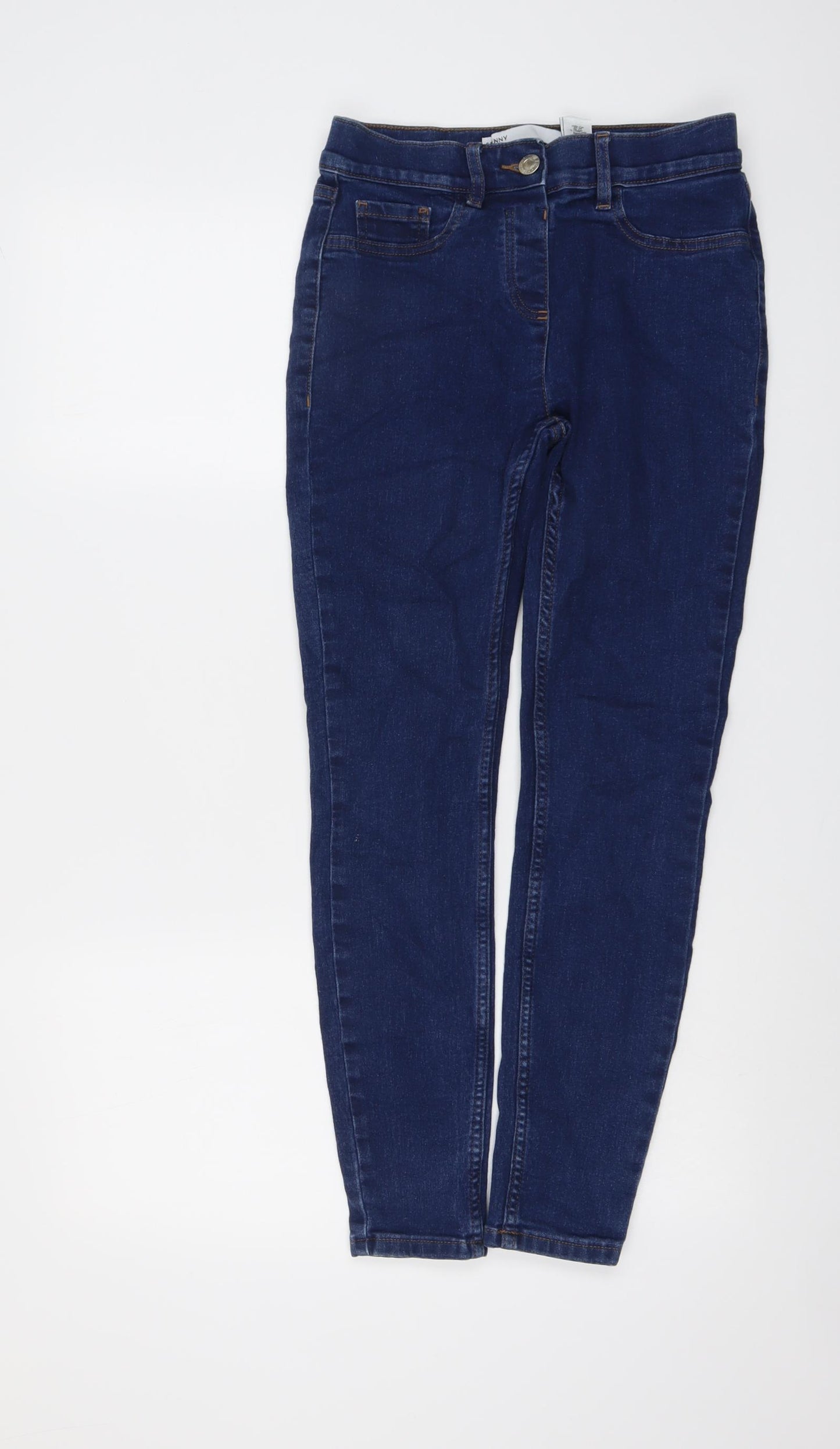 NEXT Womens Blue Cotton Skinny Jeans Size 8 L26 in Regular Button