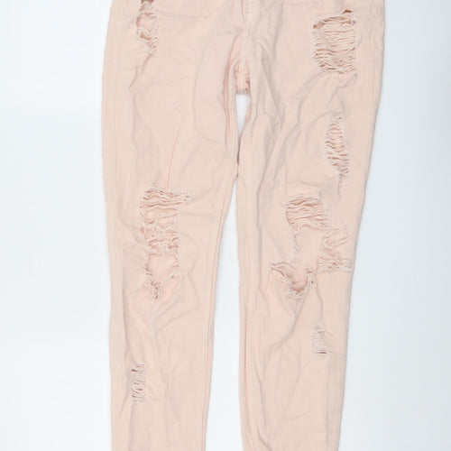 H&M Womens Pink Cotton Skinny Jeans Size 10 Regular Button