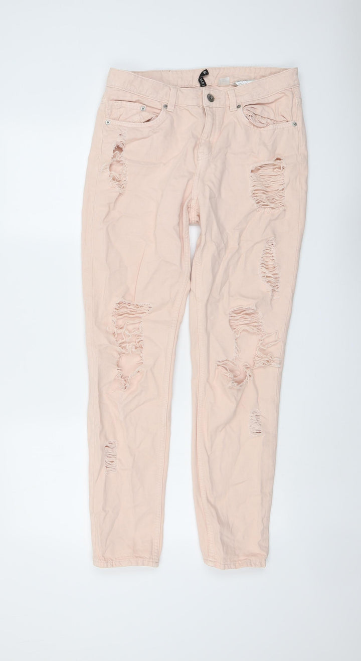 H&M Womens Pink Cotton Skinny Jeans Size 10 Regular Button