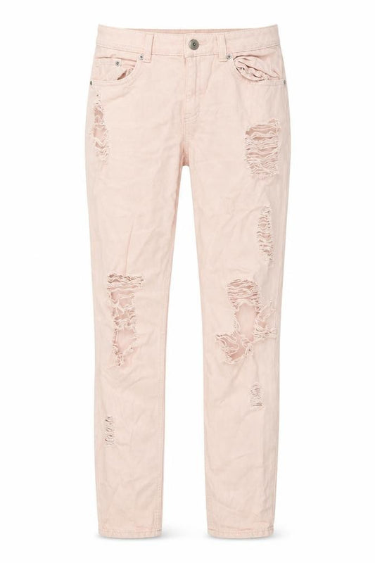 Front view of H&M women’s pink cotton skinny jeans, size UK 10, regular button