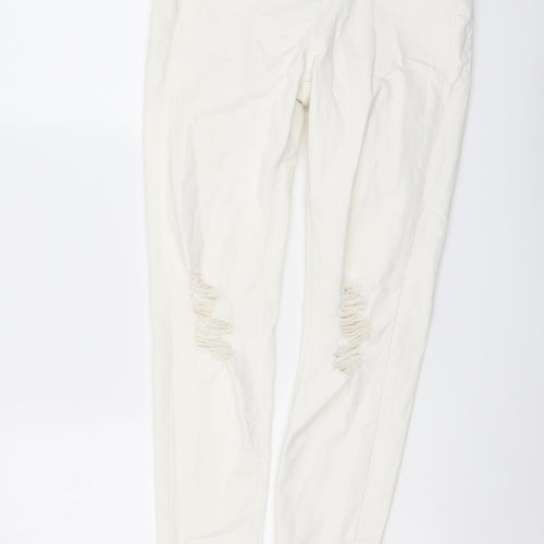 NEXT Womens Ivory Cotton Skinny Jeans Size 8 L28 in Regular Button