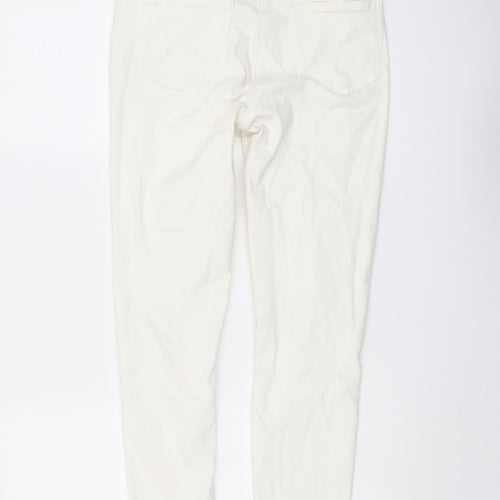 NEXT Womens Ivory Cotton Skinny Jeans Size 8 L28 in Regular Button