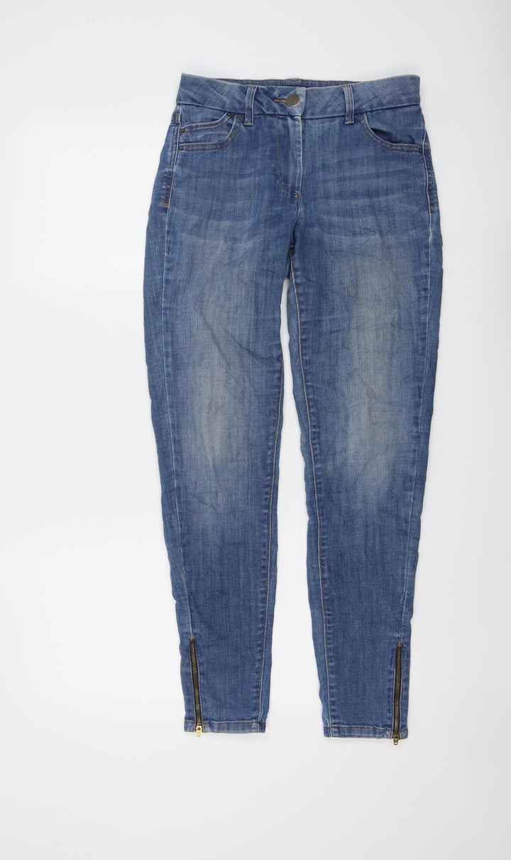 Marks and Spencer Womens Blue Cotton Skinny Jeans Size 6 L29 in Regular Button