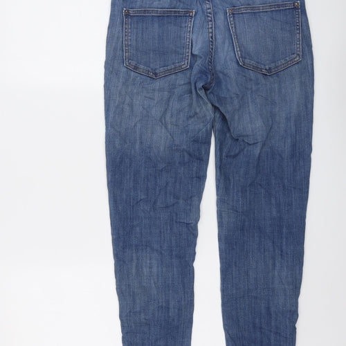 Marks and Spencer Womens Blue Cotton Skinny Jeans Size 6 L29 in Regular Button