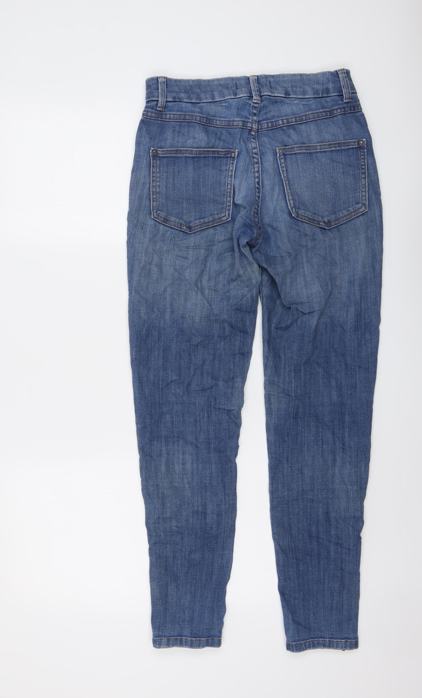Marks and Spencer Womens Blue Cotton Skinny Jeans Size 6 L29 in Regular Button