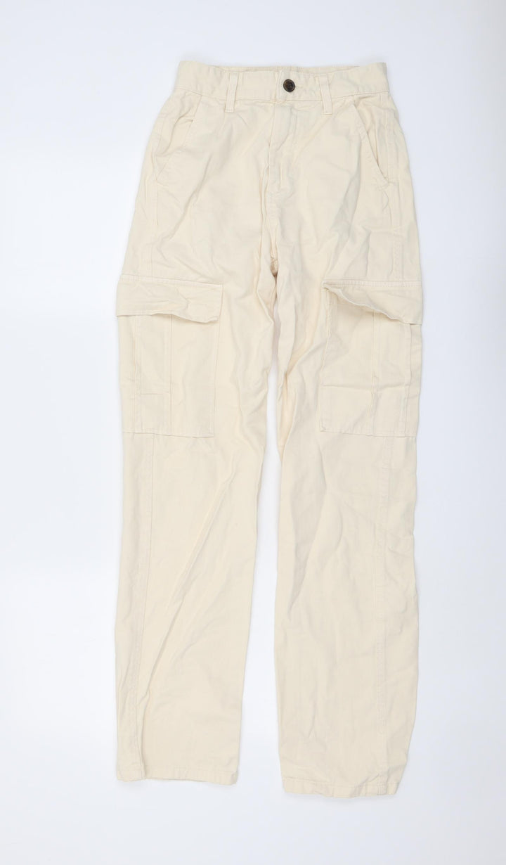 STR Womens Beige Cotton Straight Jeans Size 4 L30 in Regular Button