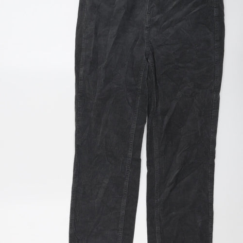 Marks and Spencer Womens Grey Cotton Trousers Size 12 L28 in Regular Button