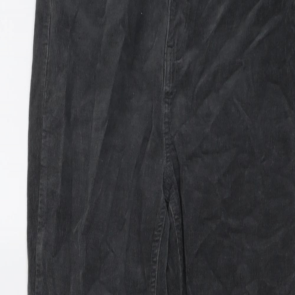 Marks and Spencer Womens Grey Cotton Trousers Size 12 L28 in Regular Button