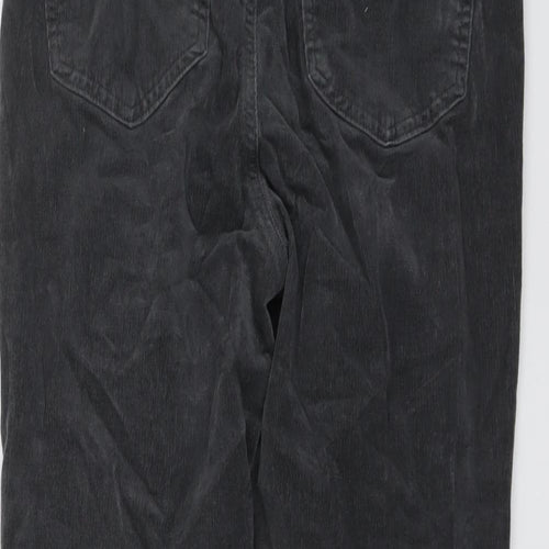 Marks and Spencer Womens Grey Cotton Trousers Size 12 L28 in Regular Button