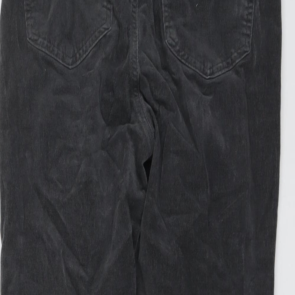 Marks and Spencer Womens Grey Cotton Trousers Size 12 L28 in Regular Button