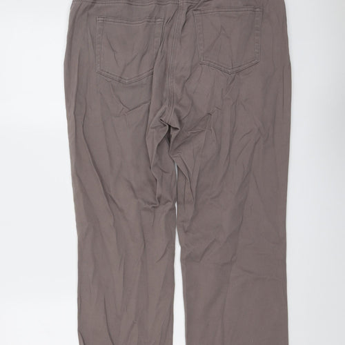 Damart Womens Brown Cotton Straight Jeans Size 14 L27 in Regular Button