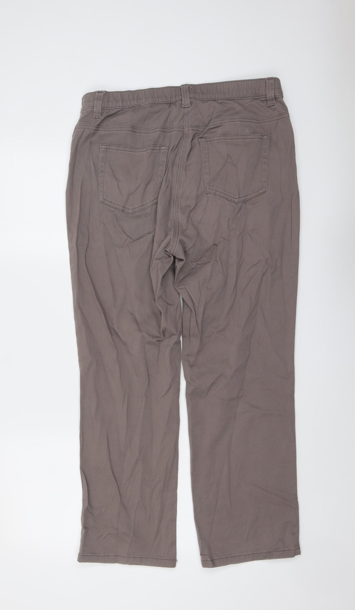 Damart Womens Brown Cotton Straight Jeans Size 14 L27 in Regular Button