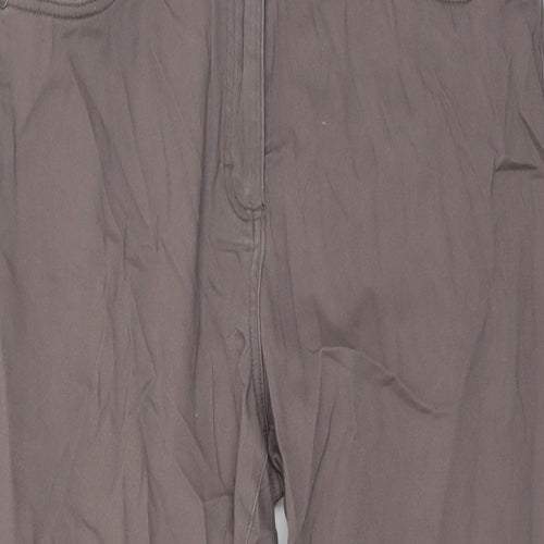 Damart Womens Brown Cotton Straight Jeans Size 14 L27 in Regular Button