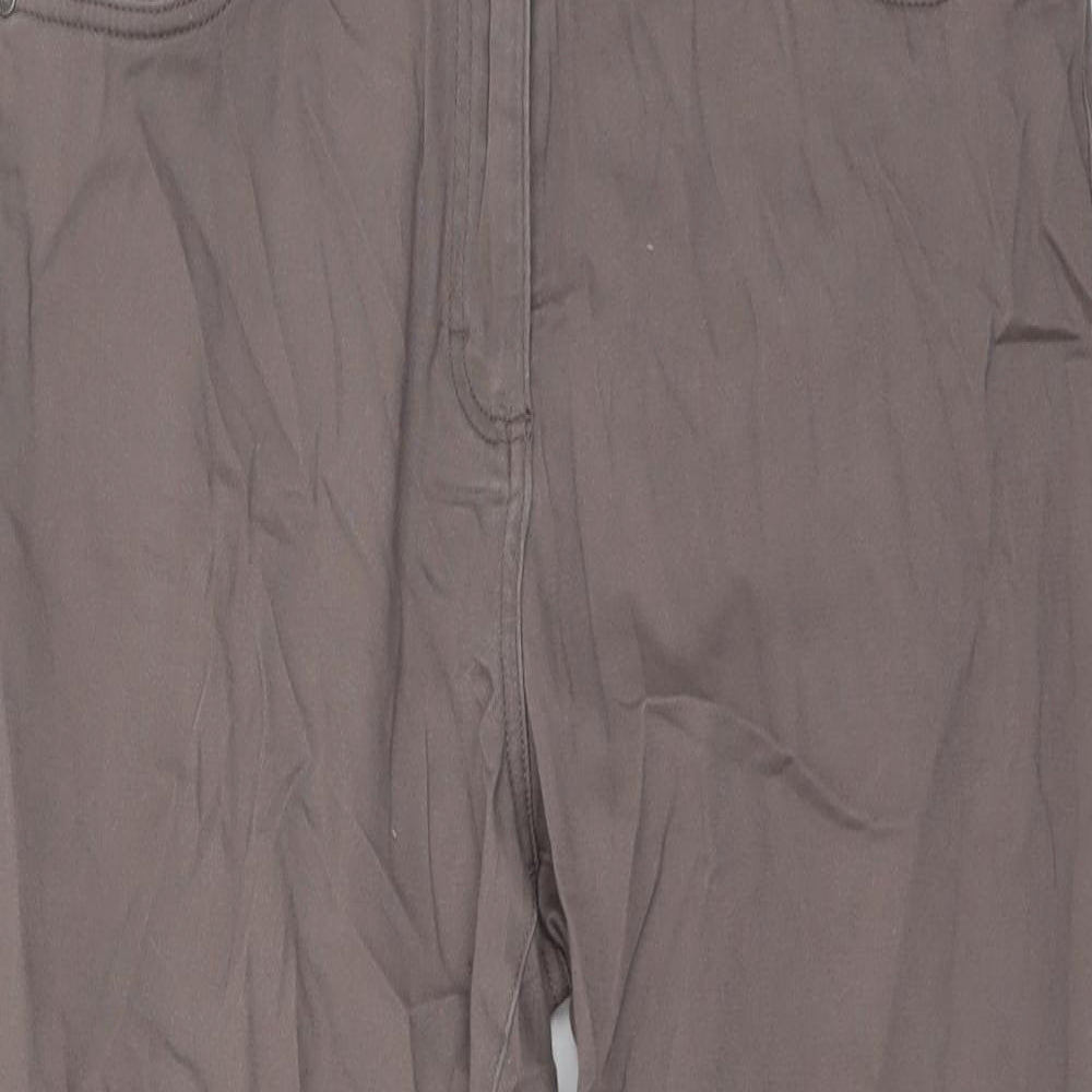 Damart Womens Brown Cotton Straight Jeans Size 14 L27 in Regular Button