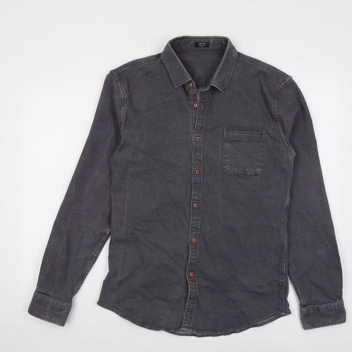 Coofandy Mens Grey Cotton Button-Up Size M Collared Button