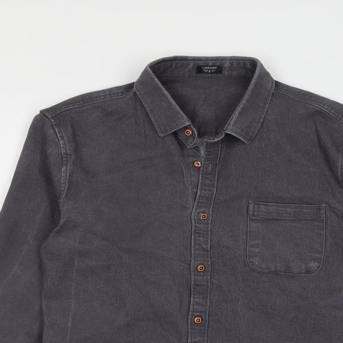 Coofandy Mens Grey Cotton Button-Up Size M Collared Button