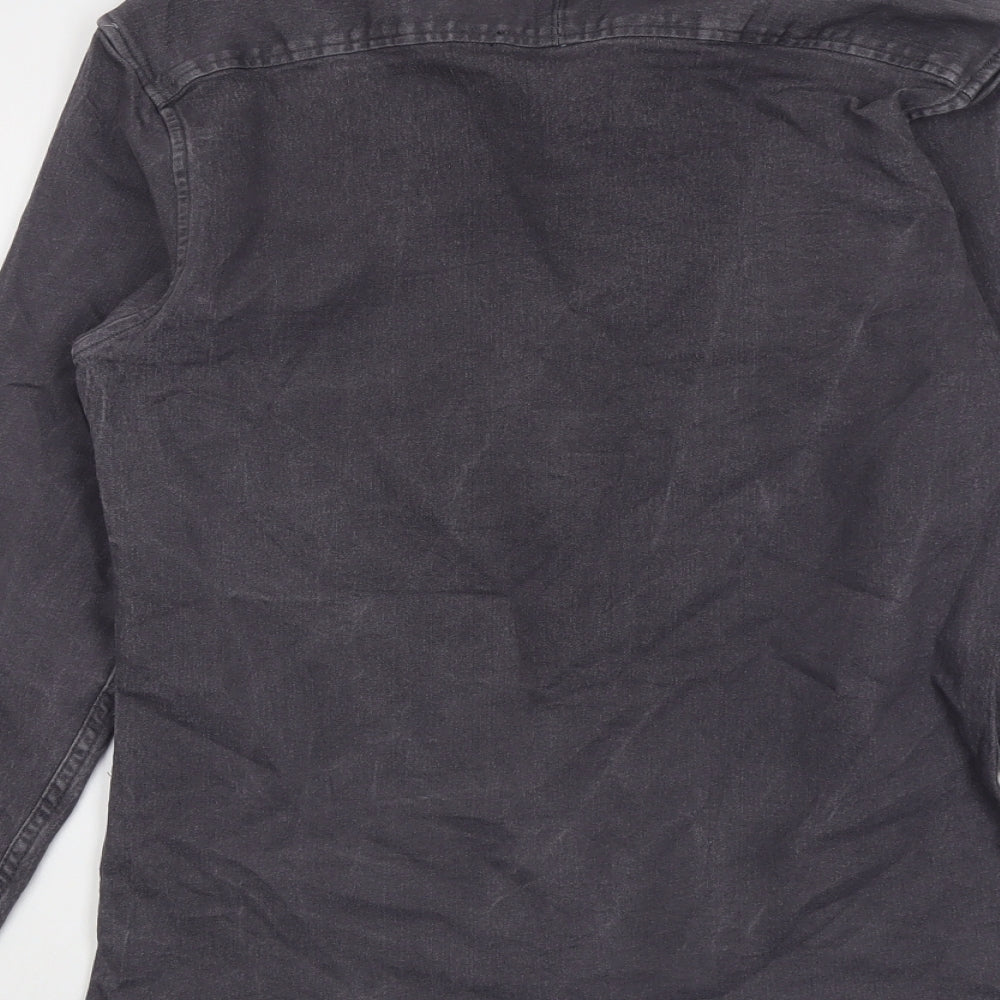 Coofandy Mens Grey Cotton Button-Up Size M Collared Button