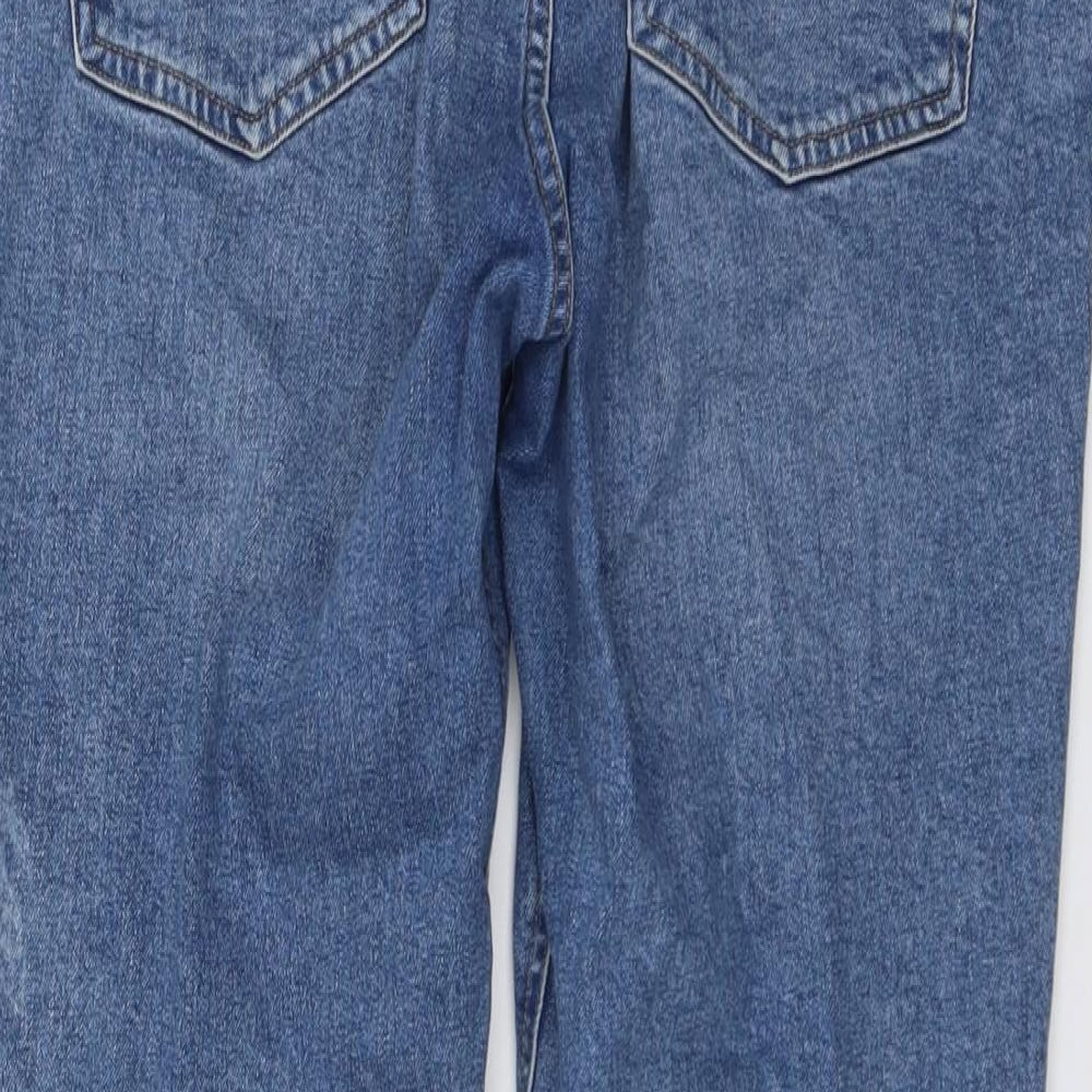 H&M Womens Blue Cotton Straight Jeans Size 16 L28 in Regular Button