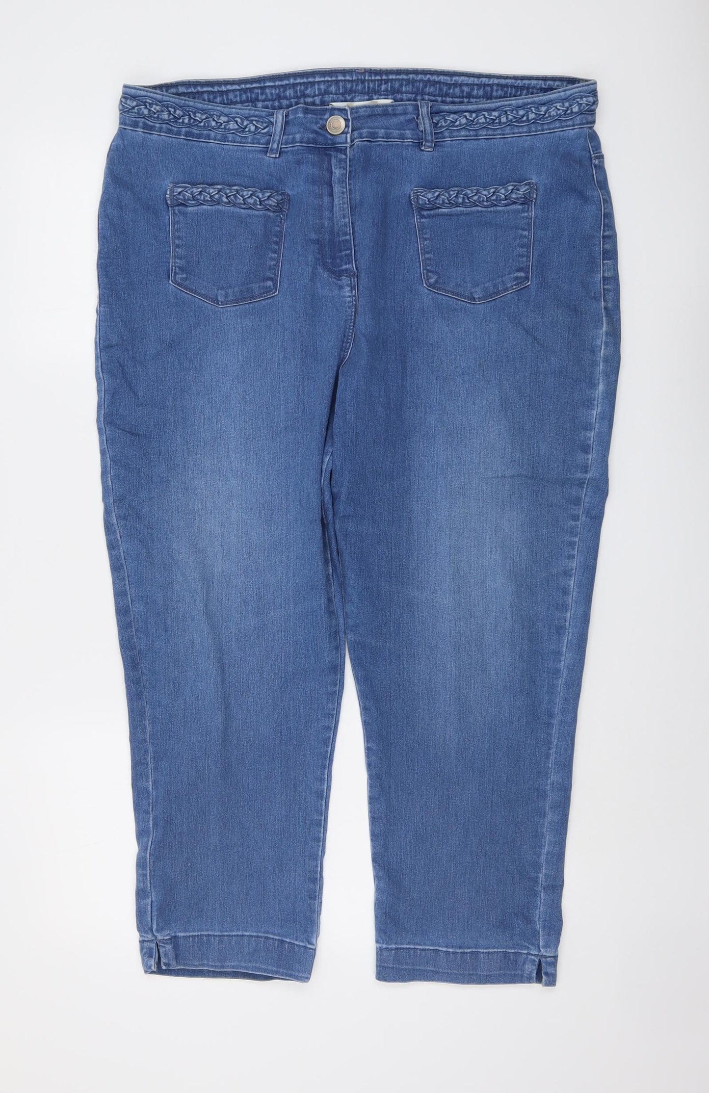 BHS Womens Blue Cotton Mom Jeans Size 20 L25 in Regular Button