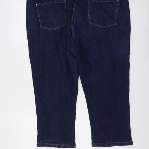 M&Co Womens Blue Cotton Straight Jeans Size 20 L23 in Regular Button