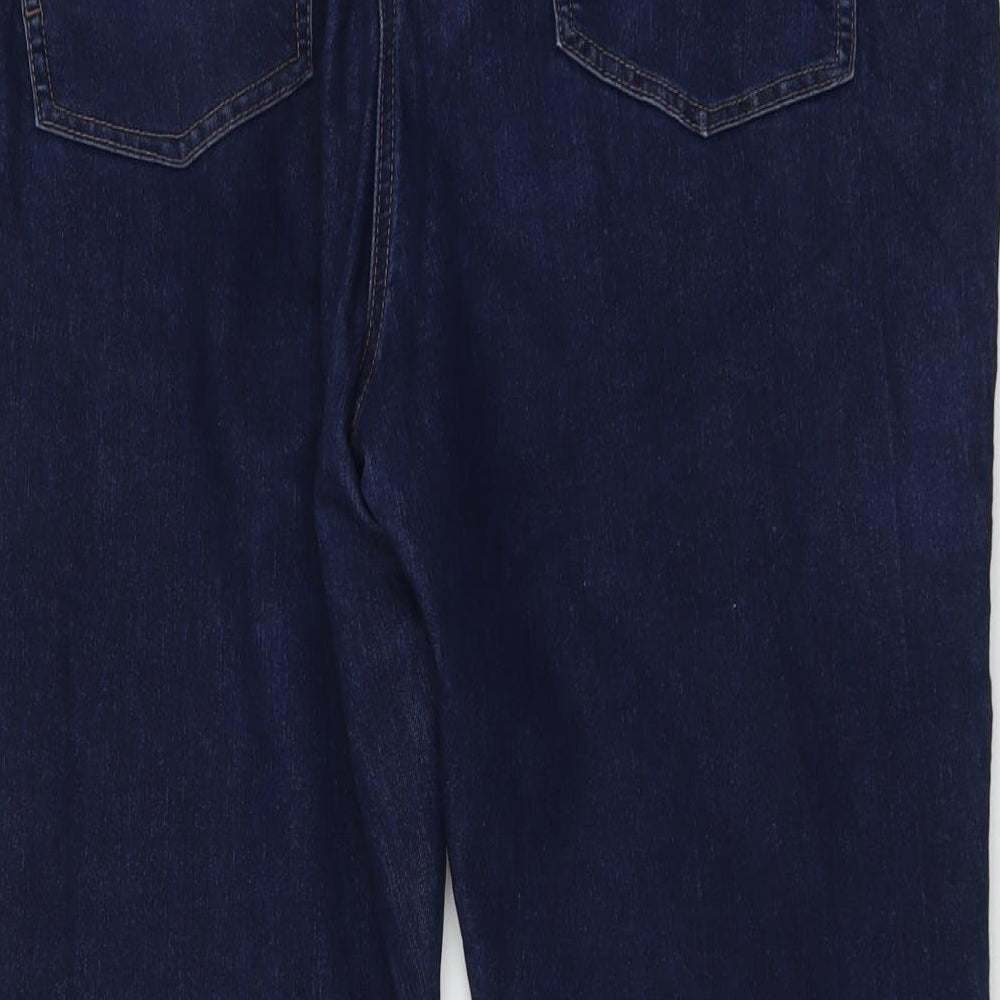 M&Co Womens Blue Cotton Straight Jeans Size 20 L23 in Regular Button