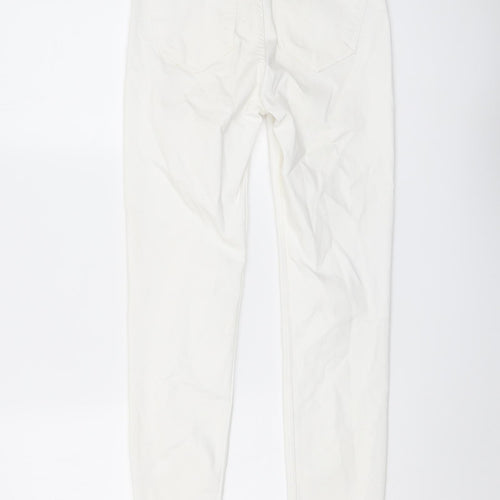 Zara Womens White Cotton Skinny Jeans Size 8 L27 in Regular Button
