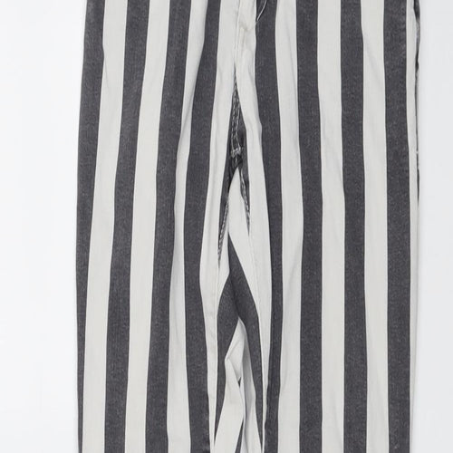 Bershka Womens Grey Striped Cotton Skinny Jeans Size 6 L28 in Regular Button