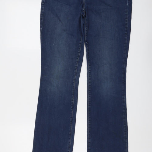 NYJD Womens Blue Cotton Bootcut Jeans Size 8 L32 in Regular Button