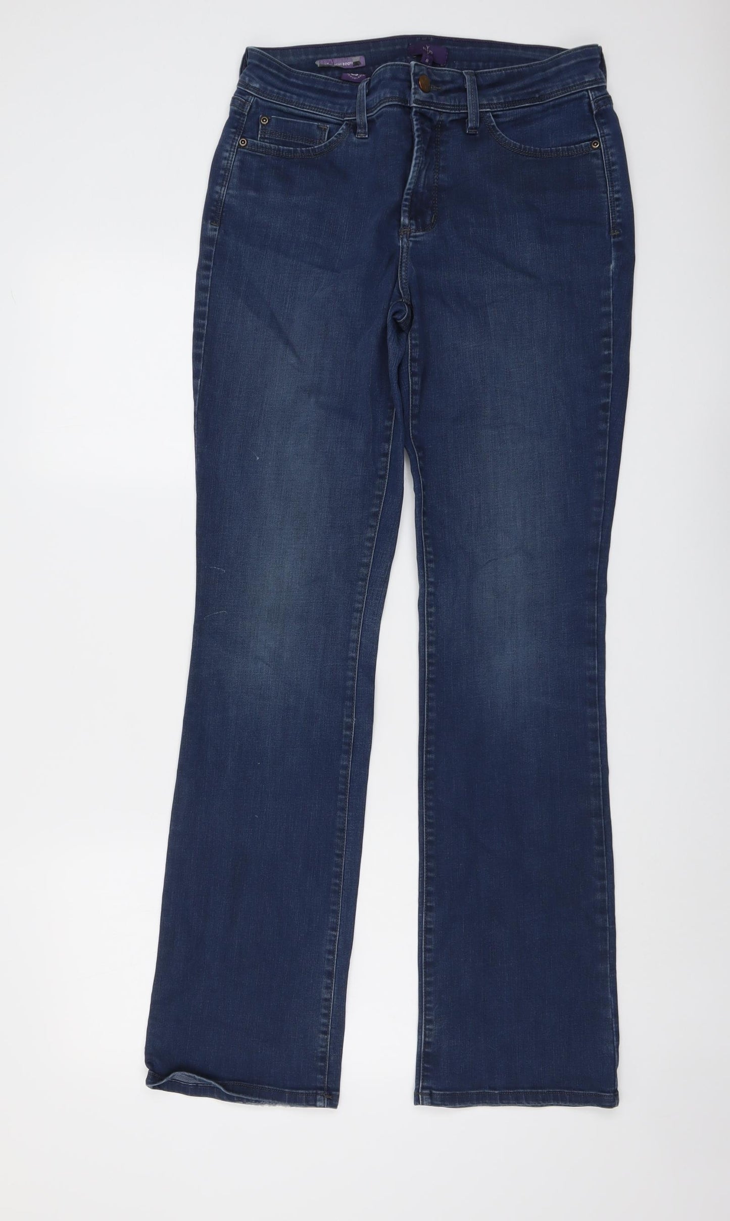 NYJD Womens Blue Cotton Bootcut Jeans Size 8 L32 in Regular Button