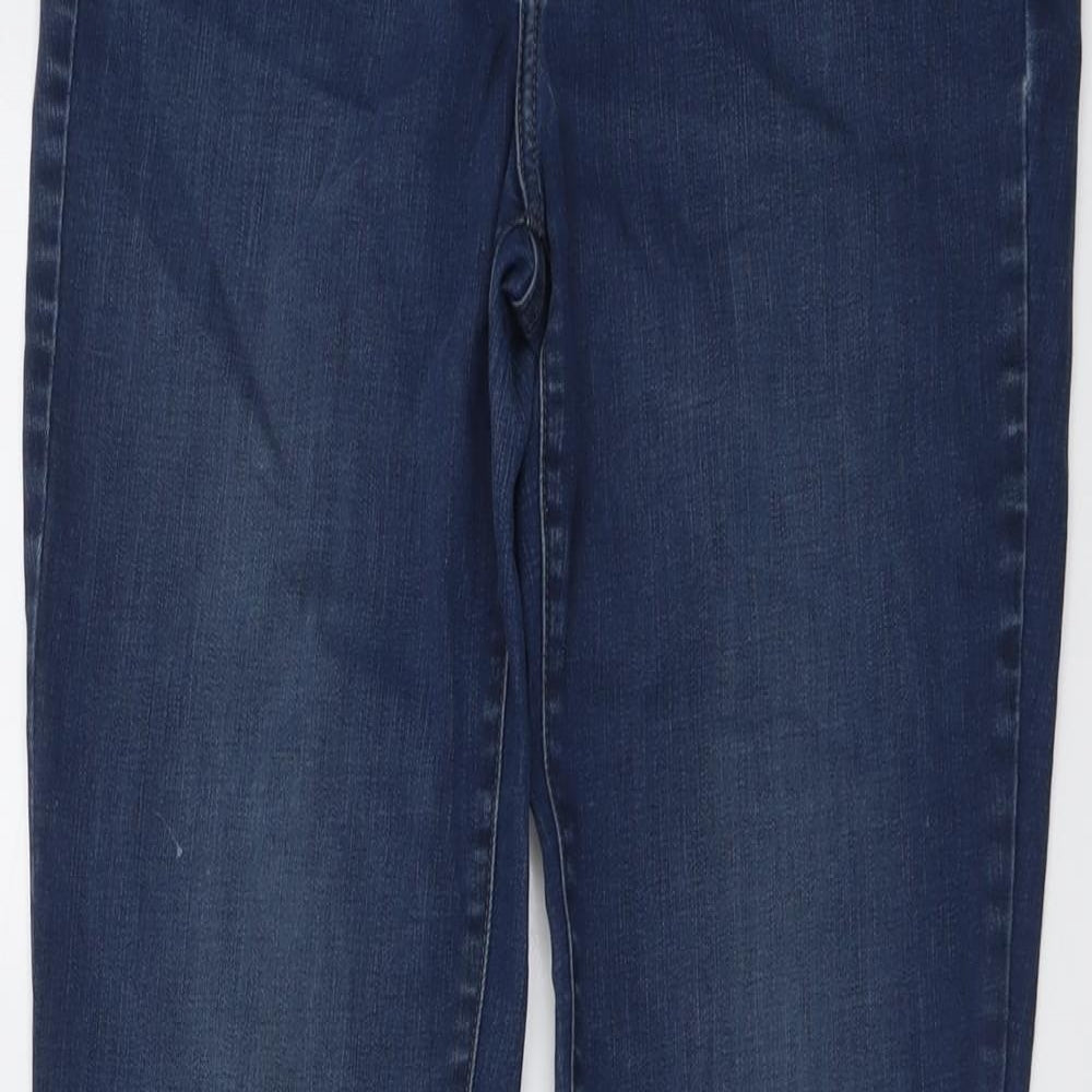 NYJD Womens Blue Cotton Bootcut Jeans Size 8 L32 in Regular Button
