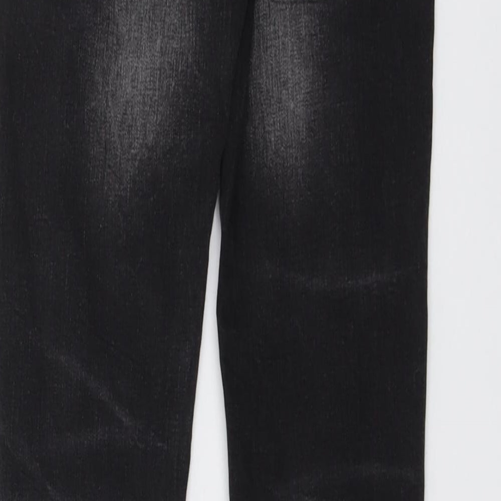 NEXT Boys Black Cotton Skinny Jeans Size 8 Years Regular Button - Distressed