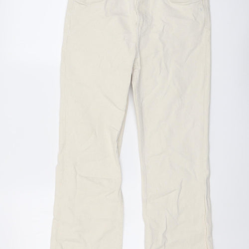 Zara Womens Beige Cotton Straight Jeans Size 12 L26 in Regular Button