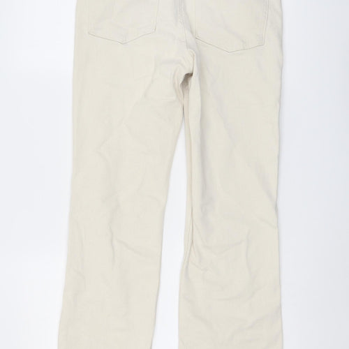 Zara Womens Beige Cotton Straight Jeans Size 12 L26 in Regular Button