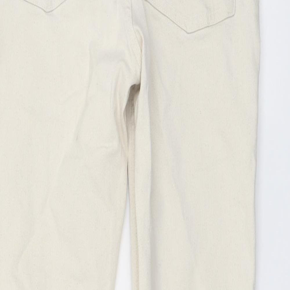 Zara Womens Beige Cotton Straight Jeans Size 12 L26 in Regular Button