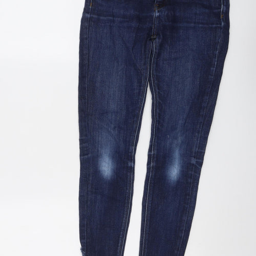 River Island Womens Blue Cotton Skinny Jeans Size 6 L24 in Regular Button