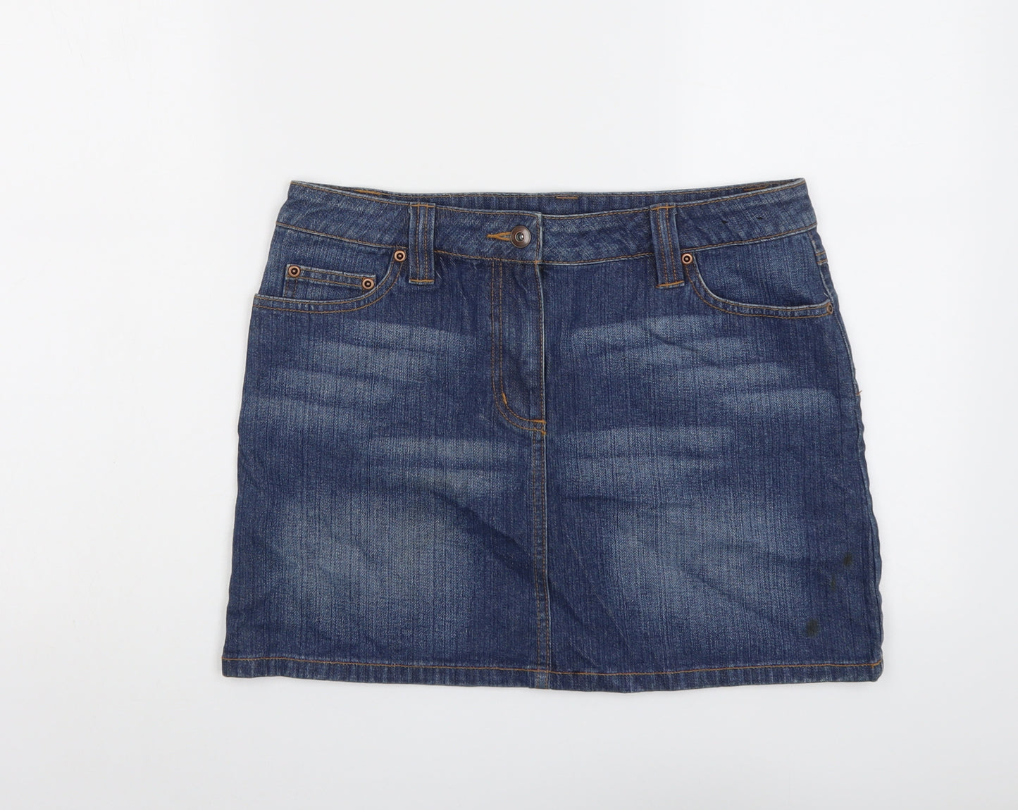 Dorothy Perkins Womens Blue Cotton Mini Skirt Size 12 Button
