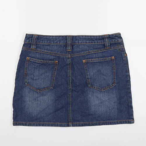 Dorothy Perkins Womens Blue Cotton Mini Skirt Size 12 Button