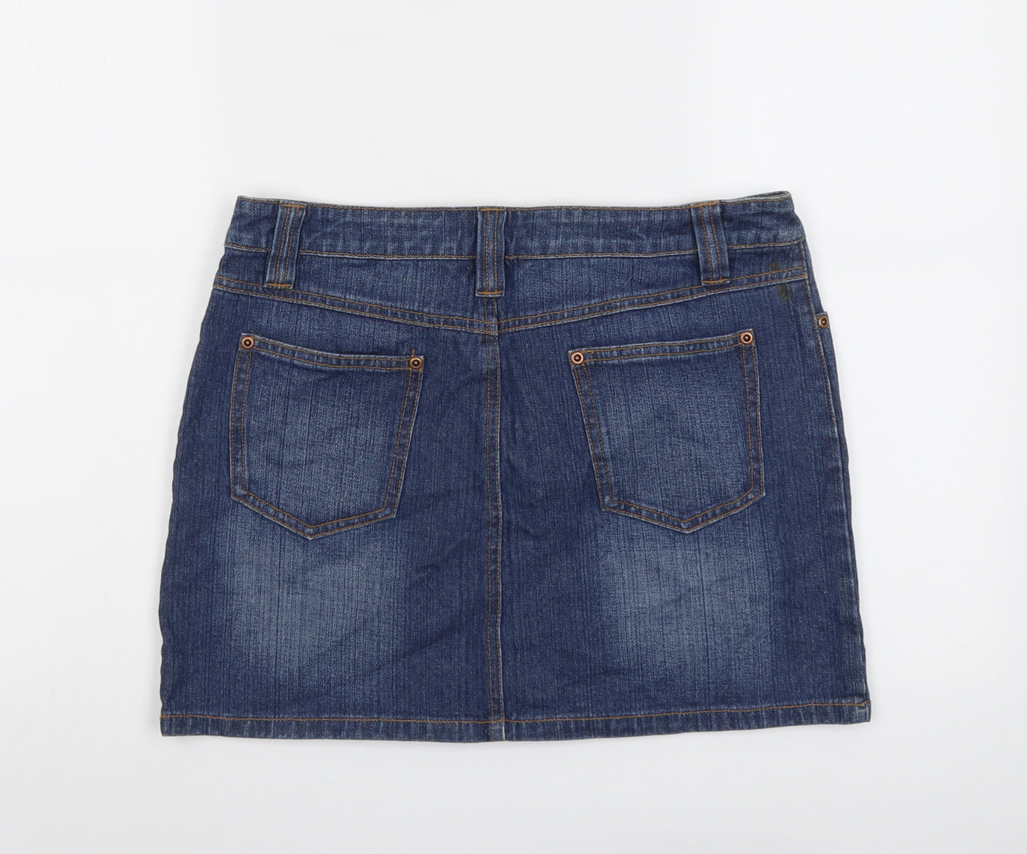 Dorothy Perkins Womens Blue Cotton Mini Skirt Size 12 Button