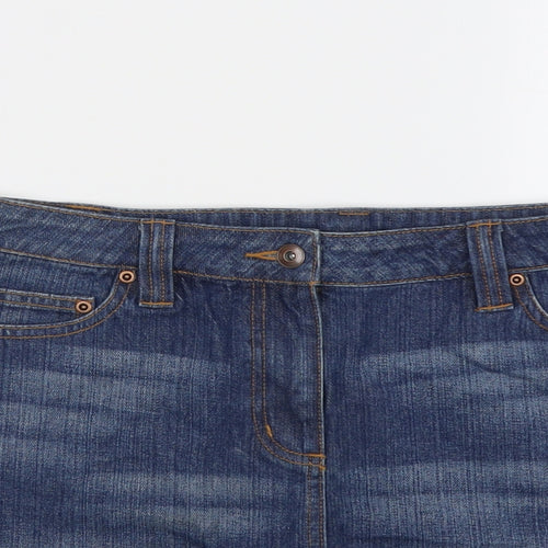Dorothy Perkins Womens Blue Cotton Mini Skirt Size 12 Button