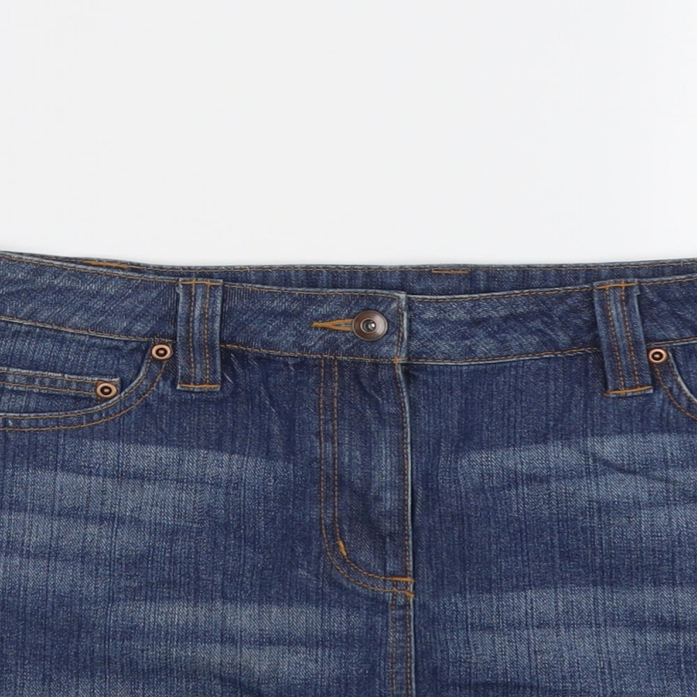 Dorothy Perkins Womens Blue Cotton Mini Skirt Size 12 Button